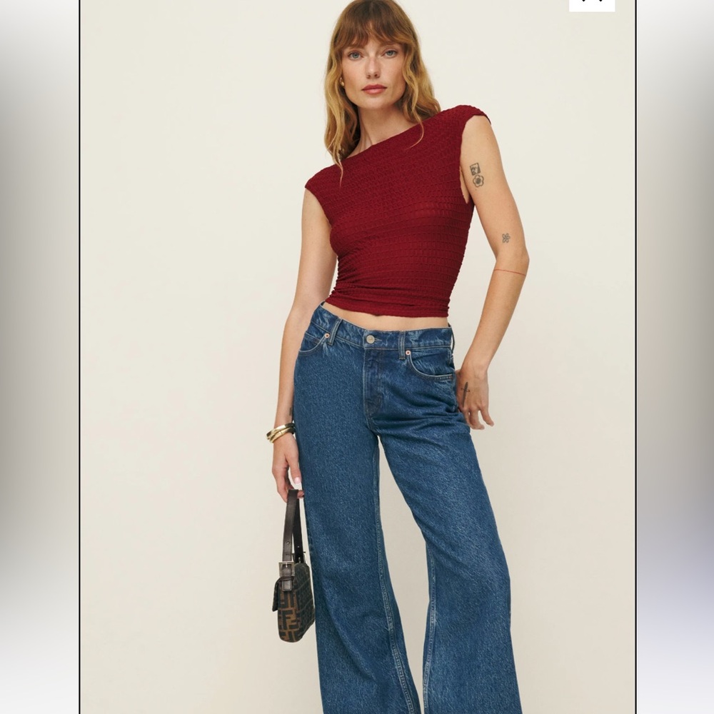 Reformation Darra Knit Top Red - Size S